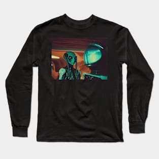 Vintage blue alien Long Sleeve T-Shirt